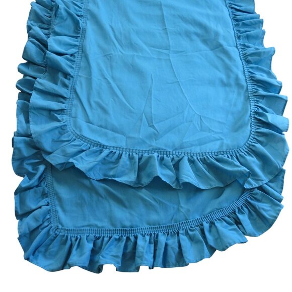 Vintage King Size Ruffled Teal Blue Pillow Shams Pillowcase Pair of 2 USA Made - Picture 5 of 6